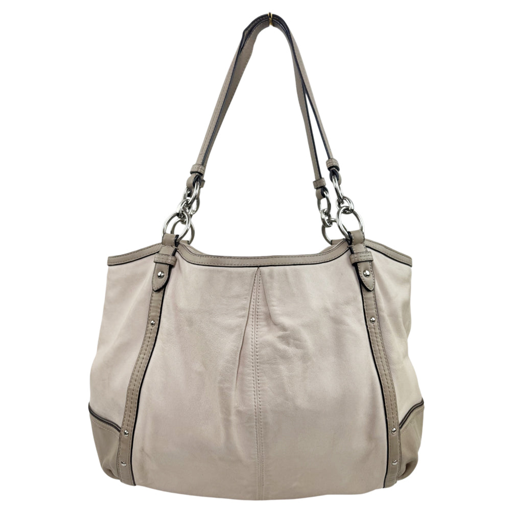 COACH White/Grey Leather Shoulder Bag LHQ2175
