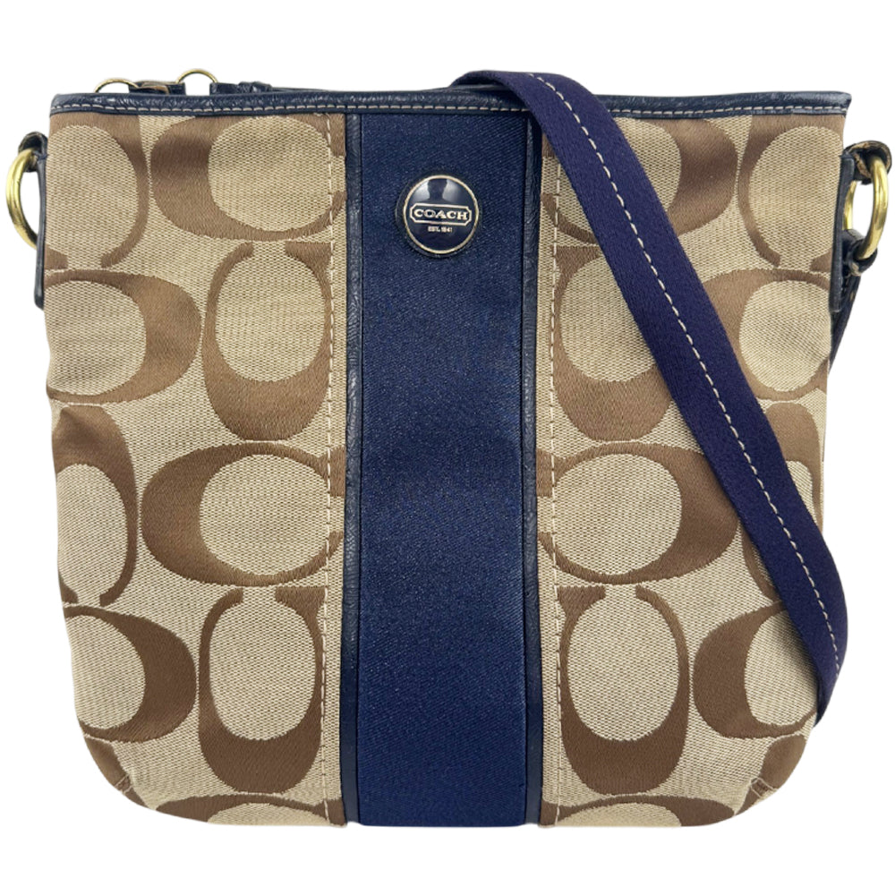COACH Signature Canvas Brown/Blue Shoulder Bag LHQ2177