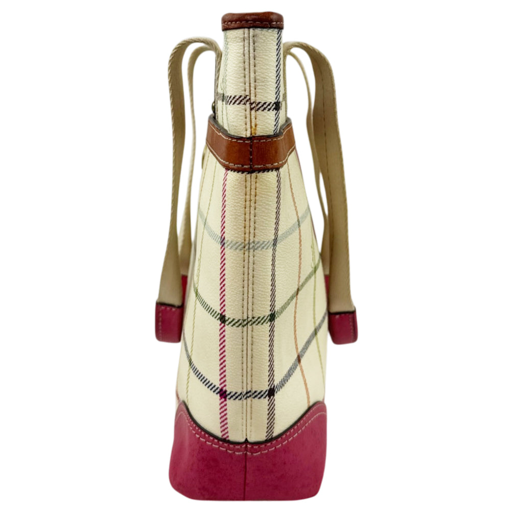 COACH Cream Multicoloured Check Tote Shoulder Bag LHQ2178
