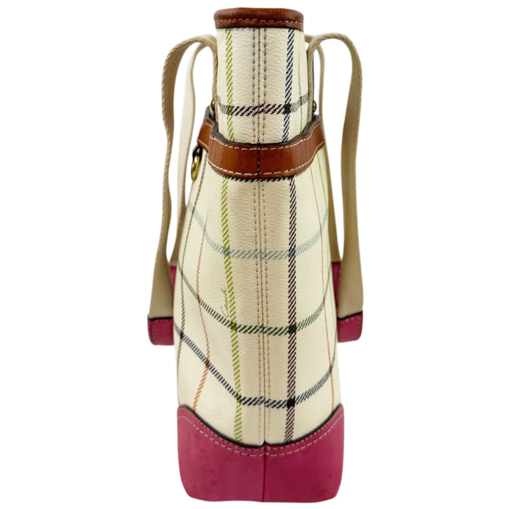 COACH Cream Multicoloured Check Tote Shoulder Bag LHQ2178