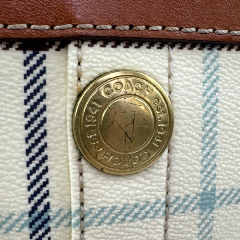 COACH Cream Multicoloured Check Tote Shoulder Bag LHQ2178
