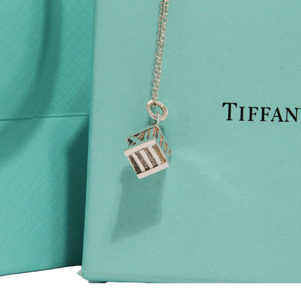 TIFFANY & Co. Necklace Atlas Cube Pendant Silver LHQ218