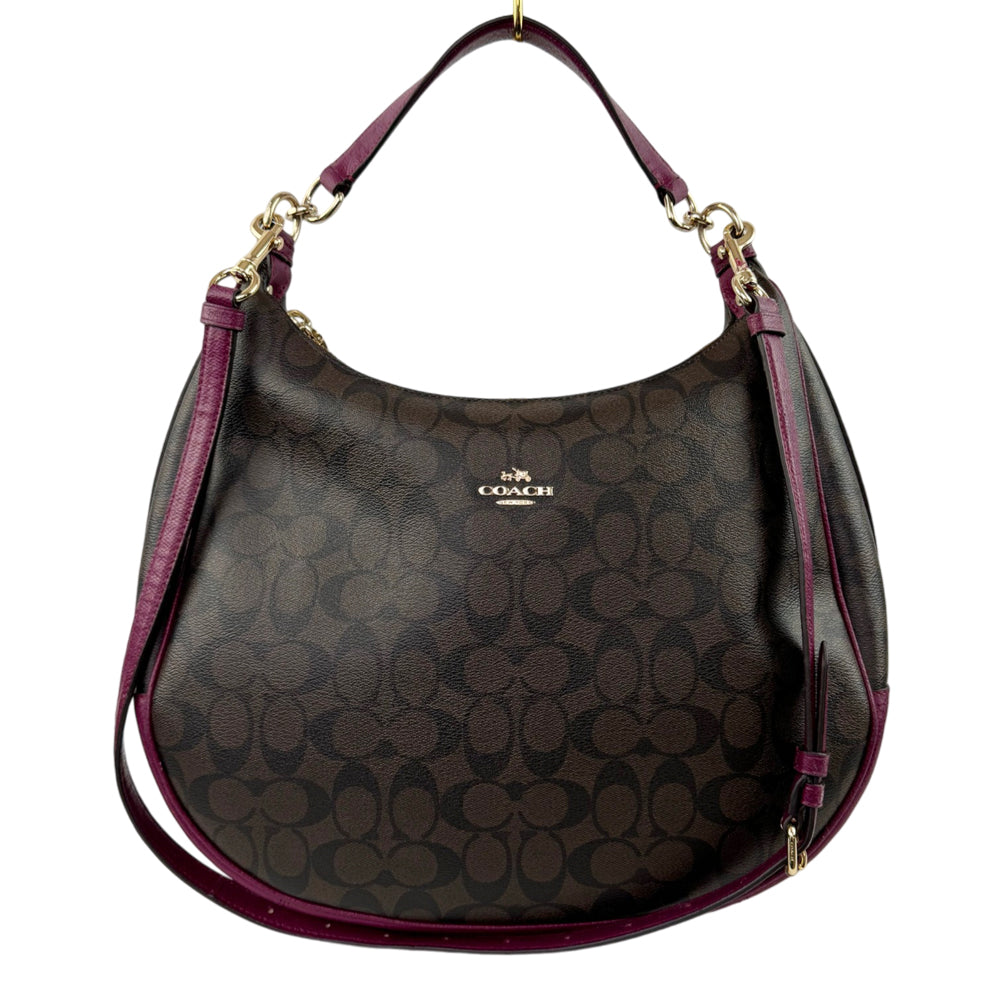COACH Signature Dark Brown Harley Shoulder Hobo Bag LHQ2182