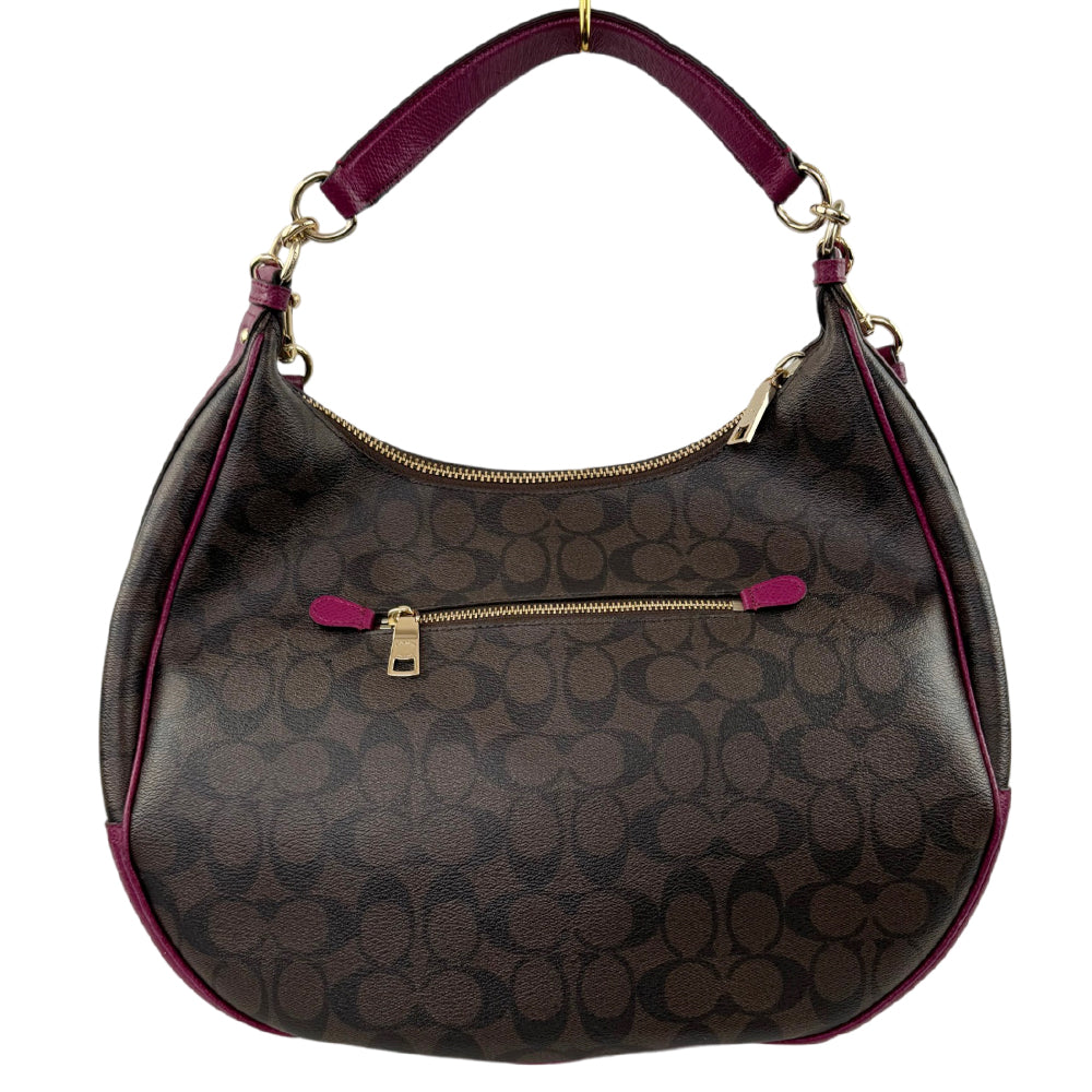 COACH Signature Dark Brown Harley Shoulder Hobo Bag LHQ2182