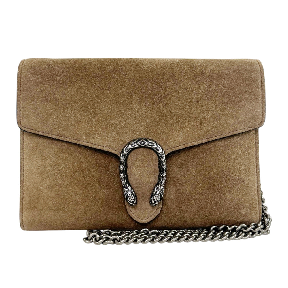 GUCCI Dionysus Brown Suede Shoulder Crossbody Bag LHQ2184