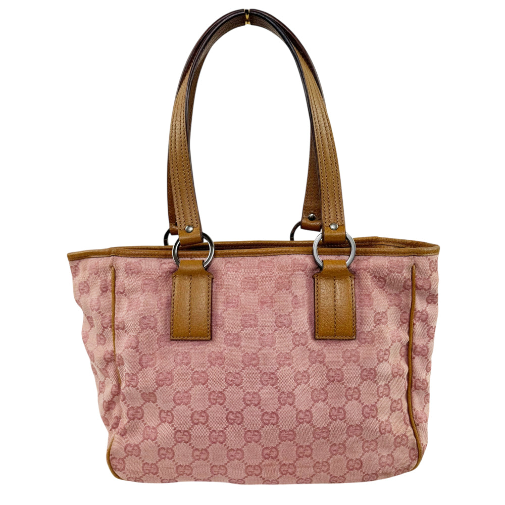GUCCI GG Pink Canvas Tote Shoulder Bag LHQ2186