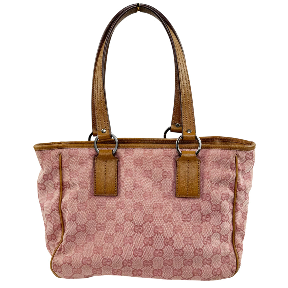 GUCCI GG Pink Canvas Tote Shoulder Bag LHQ2186