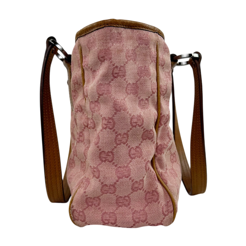 GUCCI GG Pink Canvas Tote Shoulder Bag LHQ2186