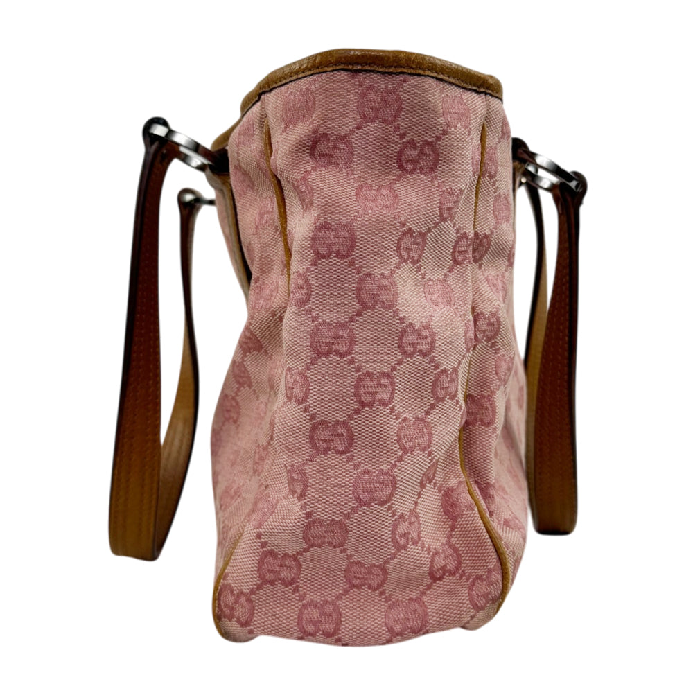 GUCCI GG Pink Canvas Tote Shoulder Bag LHQ2186