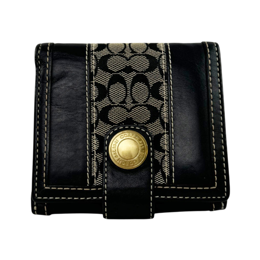 COACH Signature Black Compact Wallet LHQ2188