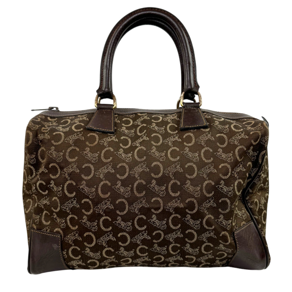 CELINE Brown Macadam Canvas Boston Bag LHQ2191