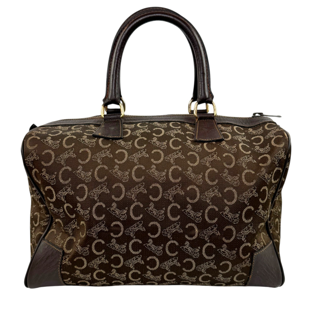 CELINE Brown Macadam Canvas Boston Bag LHQ2191