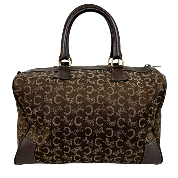 CELINE Brown Macadam Canvas Boston Bag LHQ2191