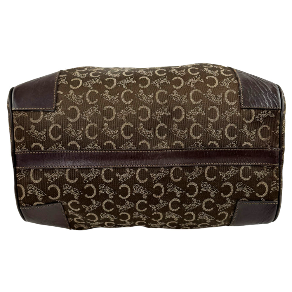 CELINE Brown Macadam Canvas Boston Bag LHQ2191
