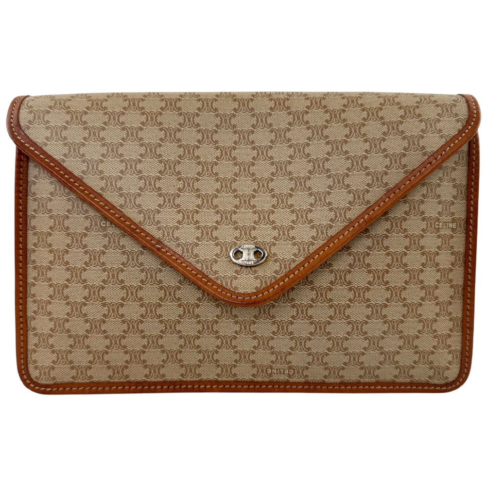 CELINE Macadam Light Brown Envelope Clutch Pouch LHQ2192