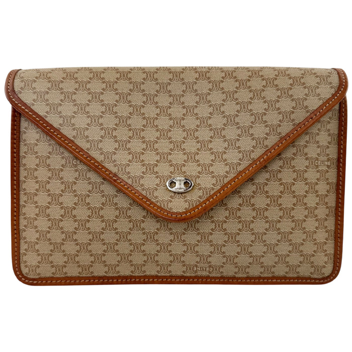CELINE Macadam Light Brown Envelope Clutch Pouch LHQ2192