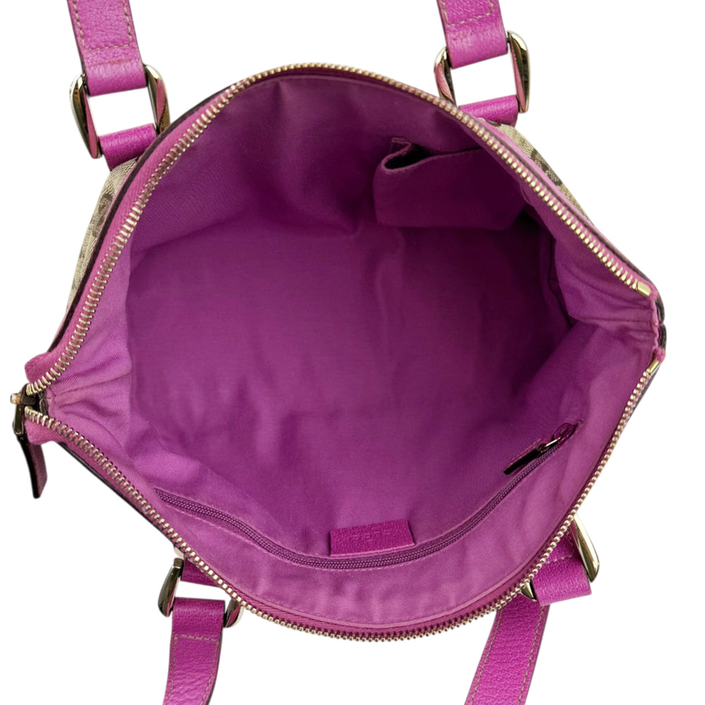 GUCCI GG Brown/Pink Canvas Abbey Shoulder Tote Bag LHQ2201