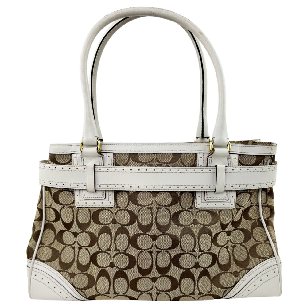 COACH Hampton Signature Brown/White Canvas and Leather Shoulder Hand Bag LHQ2202