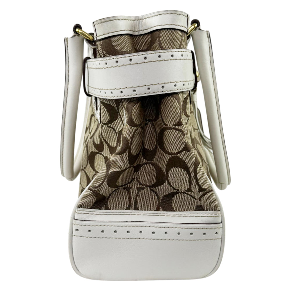 COACH Hampton Signature Brown/White Canvas and Leather Shoulder Hand Bag LHQ2202