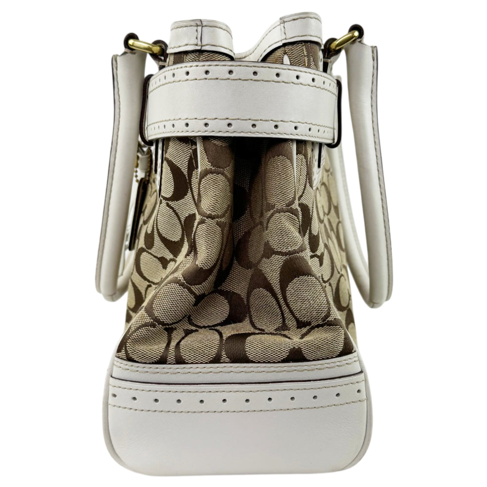 COACH Hampton Signature Brown/White Canvas and Leather Shoulder Hand Bag LHQ2202