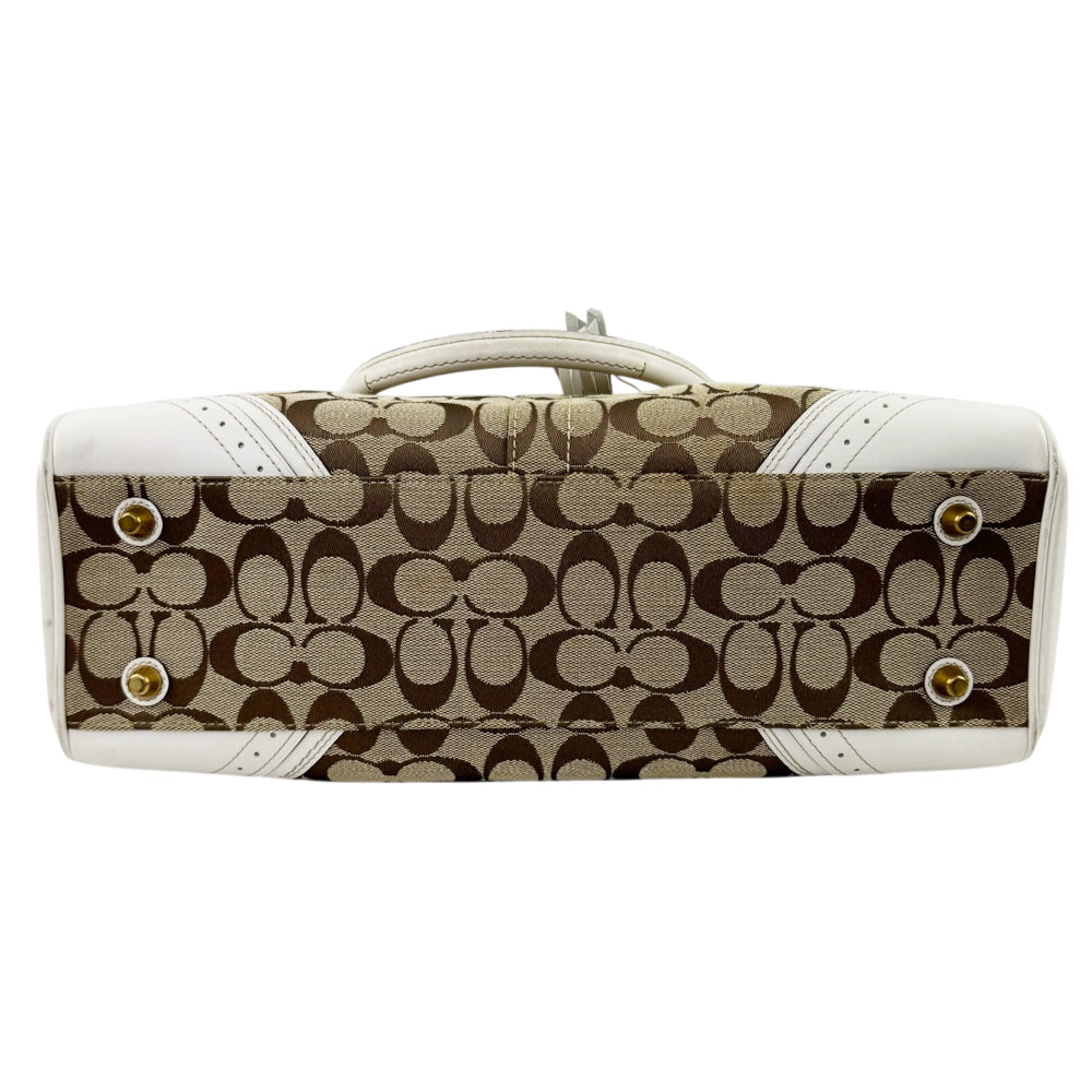 COACH Hampton Signature Brown/White Canvas and Leather Shoulder Hand Bag LHQ2202