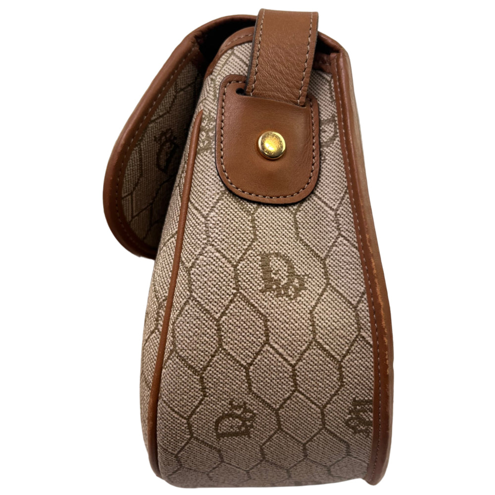 CHRISTIAN DIOR Brown Honeycomb Shoulder Bag LHQ2205