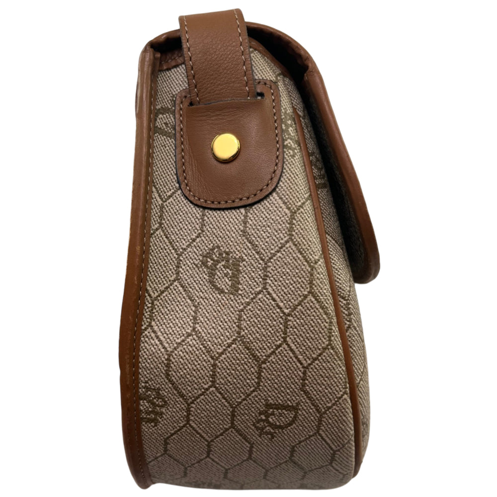 CHRISTIAN DIOR Brown Honeycomb Shoulder Bag LHQ2205