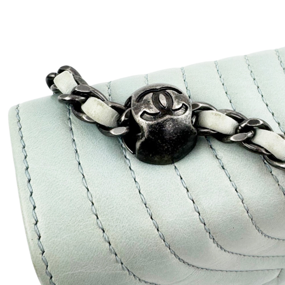CHANEL Korean Garden Light Blue Leather Shoulder Bag LHQ2206