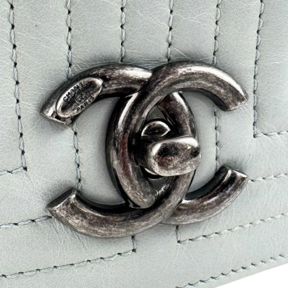CHANEL Korean Garden Light Blue Leather Shoulder Bag LHQ2206