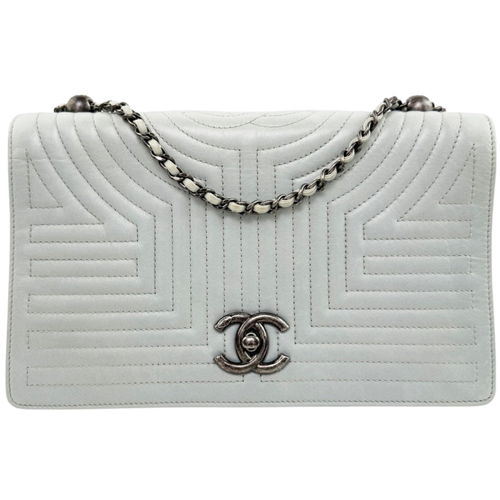CHANEL Korean Garden Light Blue Leather Shoulder Bag LHQ2206