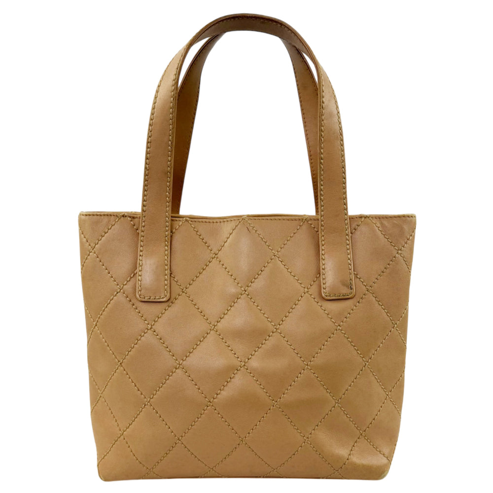 CHANEL CC Wild Stitch Beige Leather Tote Bag LHQ2208
