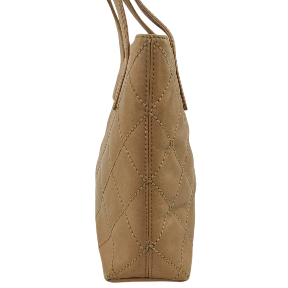 CHANEL CC Wild Stitch Beige Leather Tote Bag LHQ2208