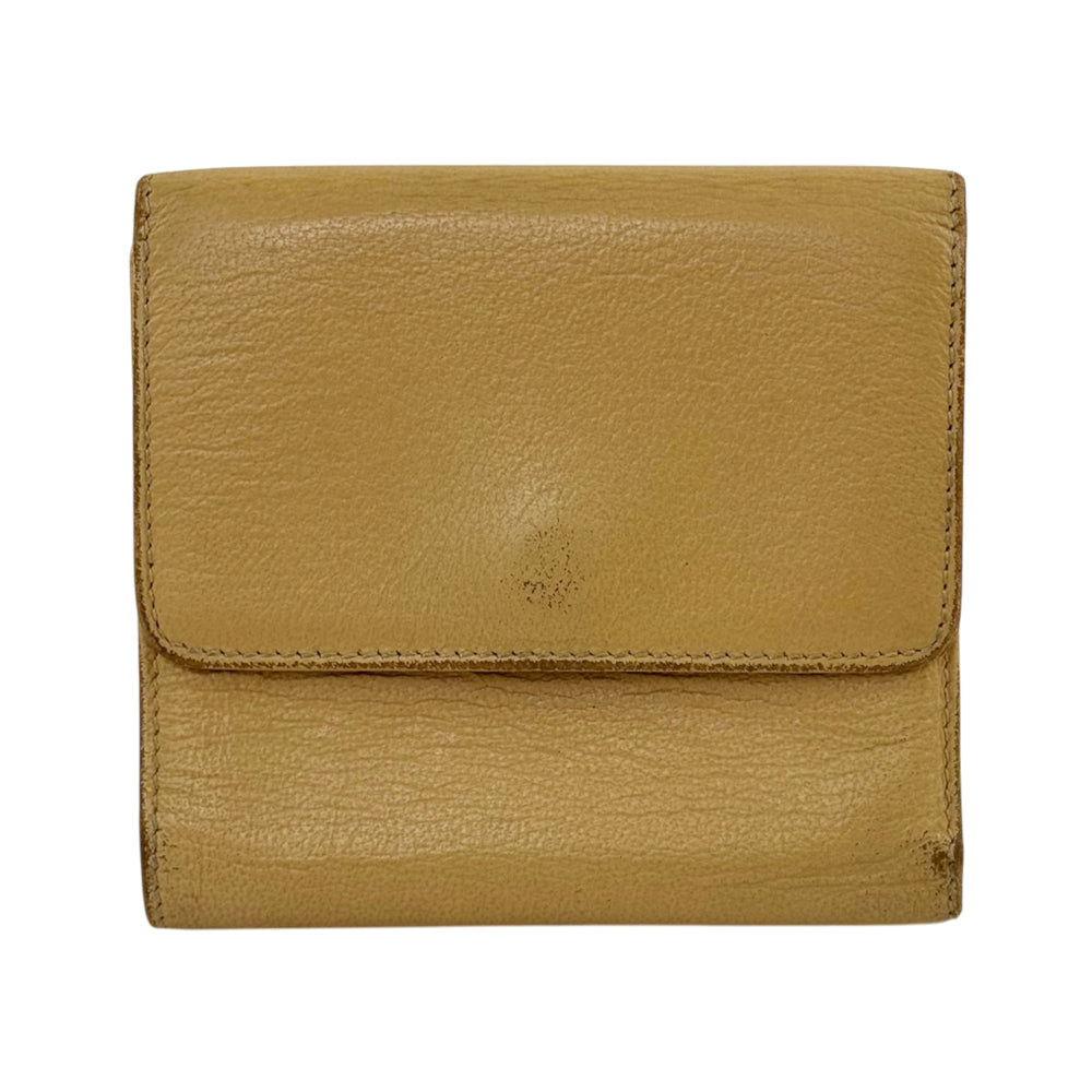 CHANEL Beige Leather Tri-Fold Compact Purse LHQ2212