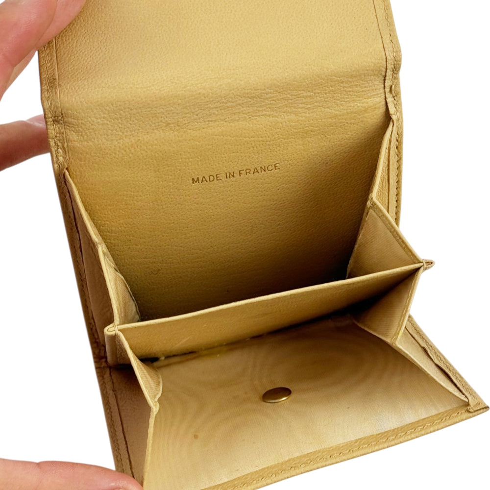 CHANEL Beige Leather Tri-Fold Compact Purse LHQ2212