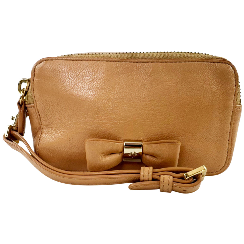 MULBERRY Nude Leather Bow Clutch Wristlet LHQ2217