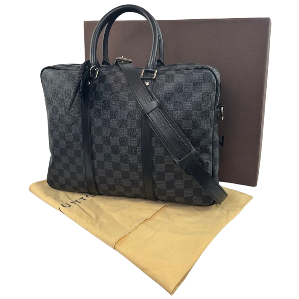 LOUIS VUITTON Damier Graphite Porte Documents Voyage Briefcase Shoulder Bag LHQ2222