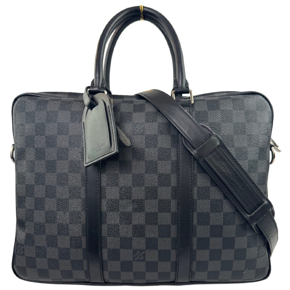 LOUIS VUITTON Damier Graphite Porte Documents Voyage Briefcase Shoulder Bag LHQ2222