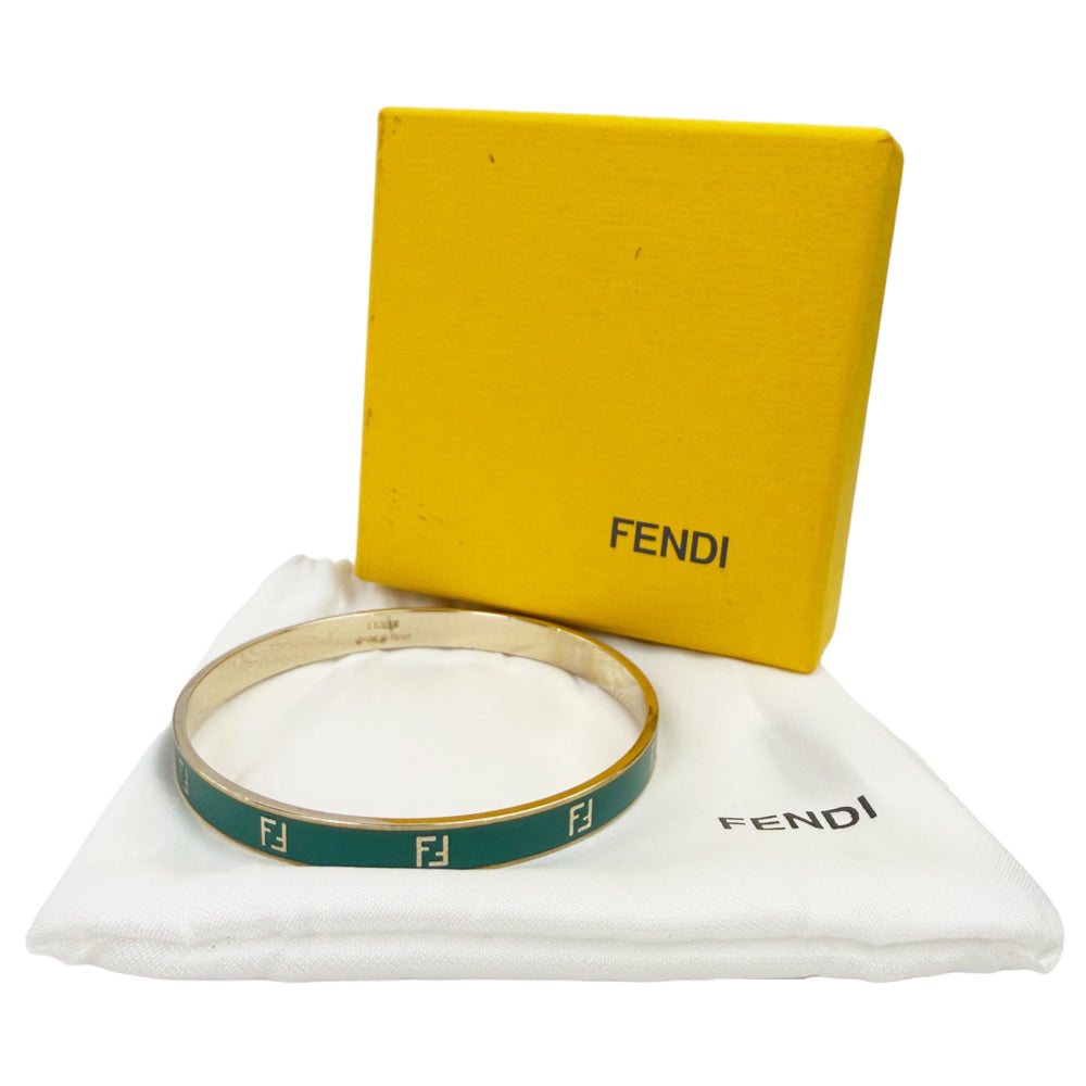 FENDI FF Logo Enamel Bangle Bracelet LHQ2227