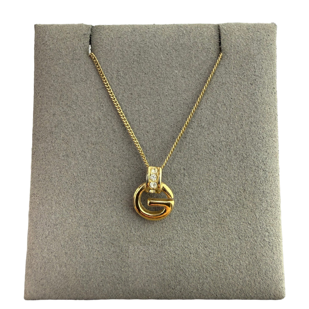 GIVENCHY Gold-Tone Crystal "G" Pendant Necklace LHQ2235