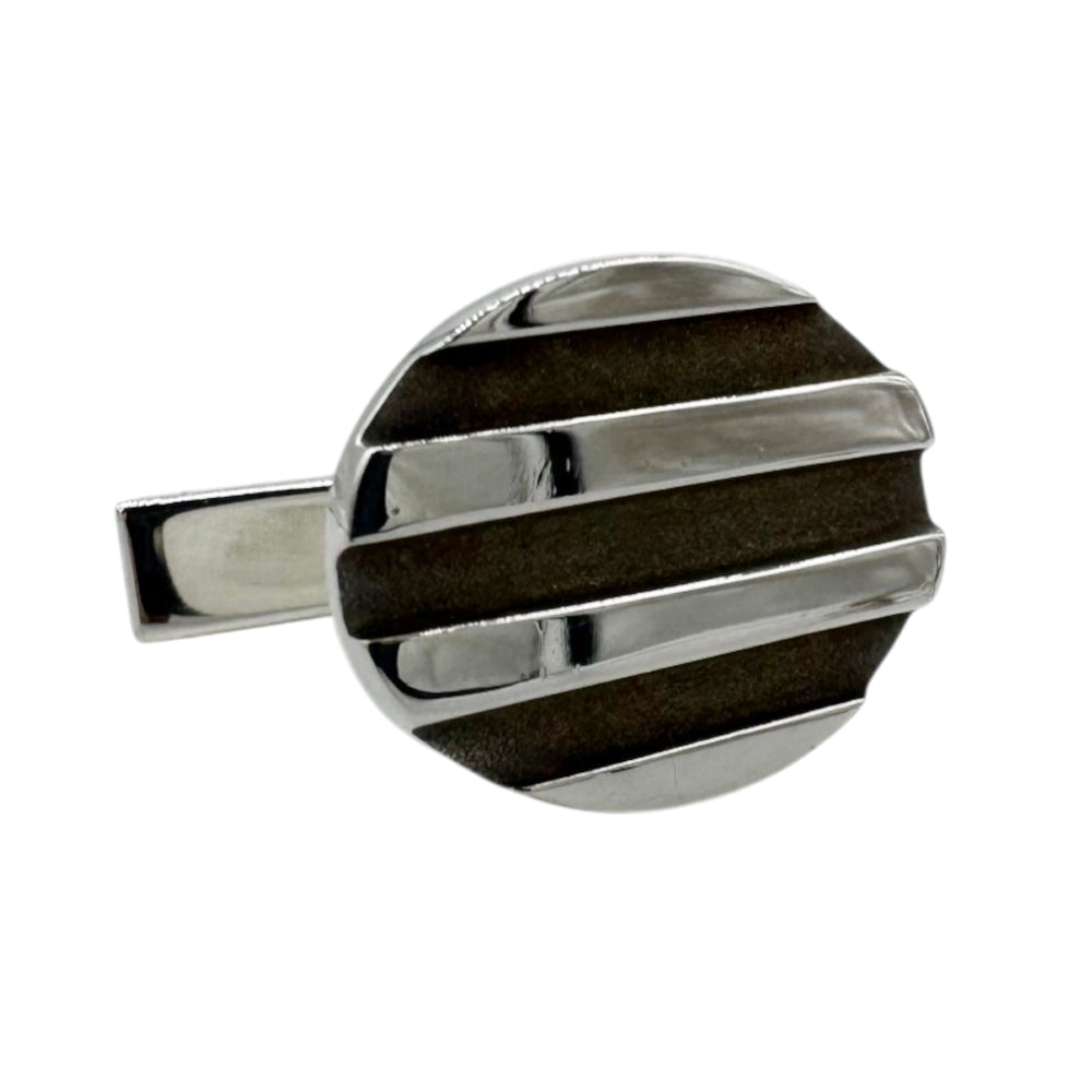 TIFFANY & CO Silver Striped Oval Cufflinks LHQ2249