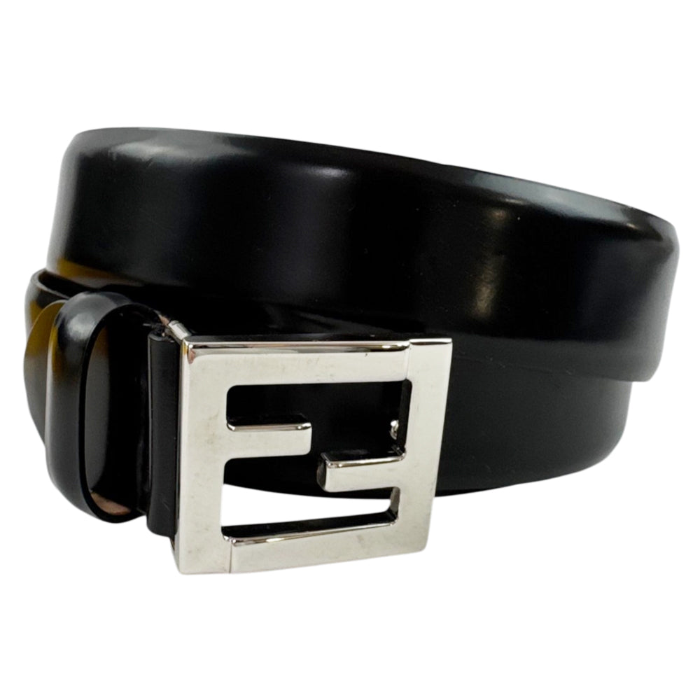 FENDI FF Black Leather Size 42" LHQ2252