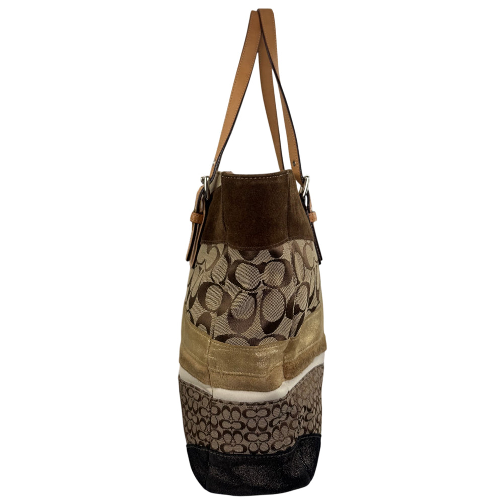 COACH Signature Brown Patchwork Tote LHQ2253