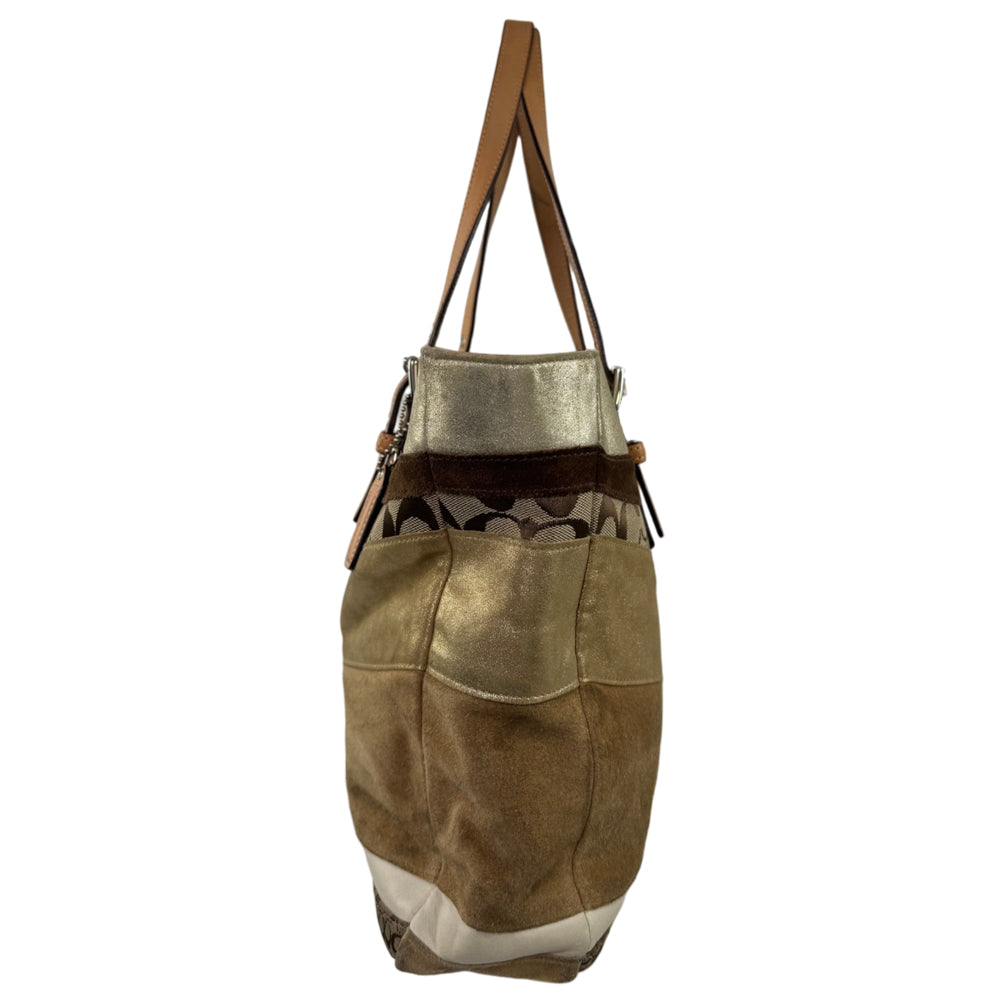 COACH Signature Brown Patchwork Tote LHQ2253