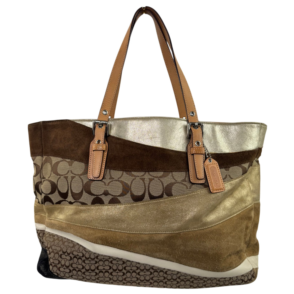 COACH Signature Brown Patchwork Tote LHQ2253