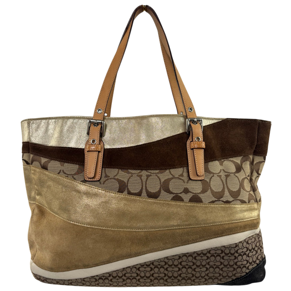 COACH Signature Brown Patchwork Tote LHQ2253