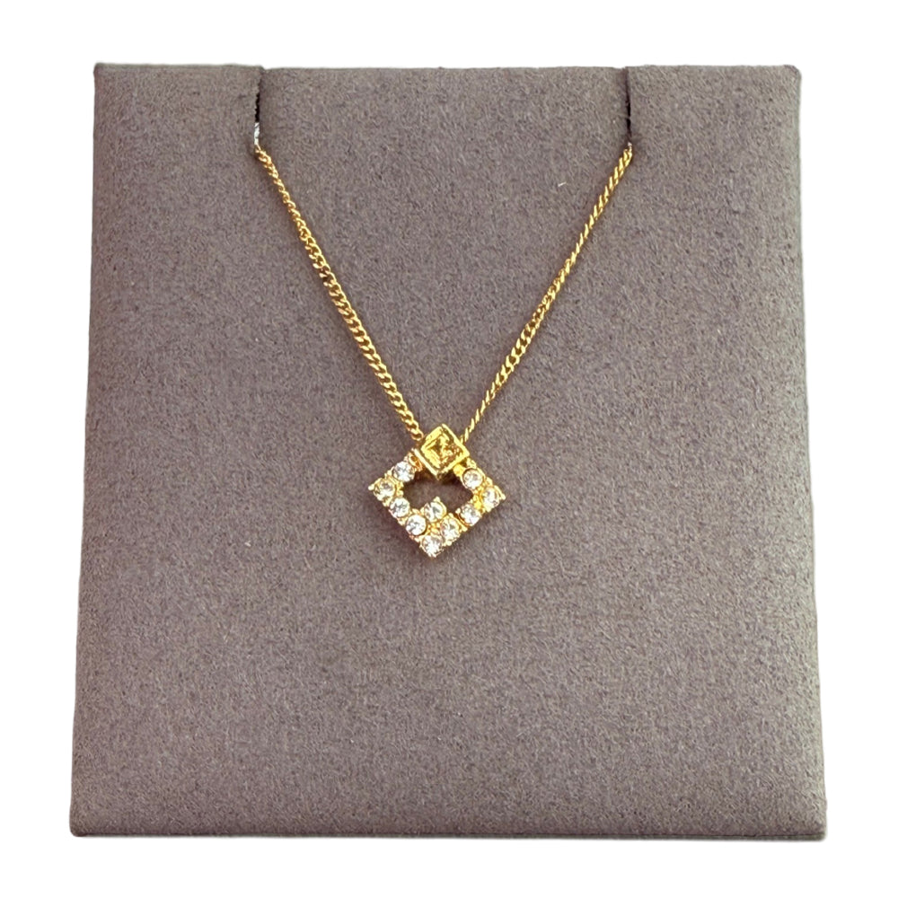 GIVENCHY G Logo Square Rhinestone Gold-Plated Pendant Necklace LHQ2260