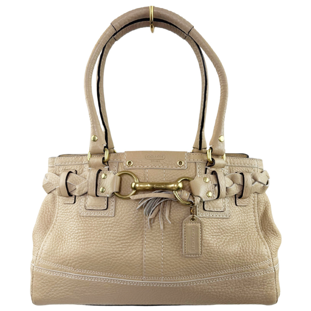 COACH Cream Leather Hampton Tote Shoulder Bag LHQ2274