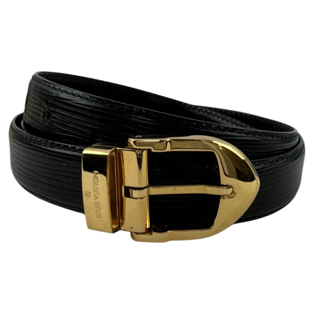 LOUIS VUITTON Ceinture Black Epi Leather Belt Size 44" LHQ2275