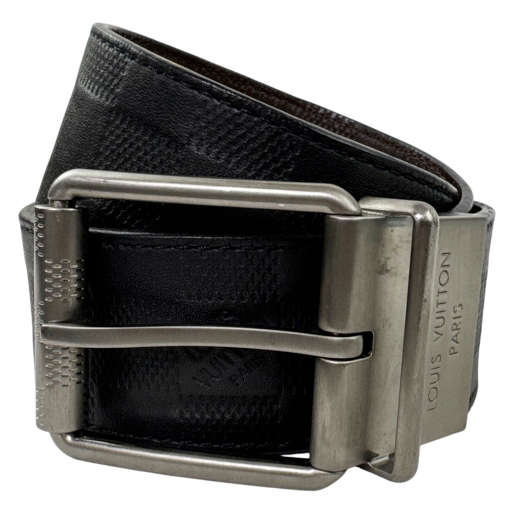 LOUIS VUITTON Damier Black/Brown Reversible Belt Size 36" LHQ2276