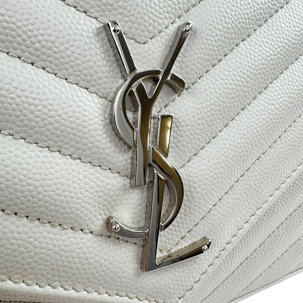 YVES SAINT LAURENT YSL White Leather Cassandre Shoulder Bag LHQ2287